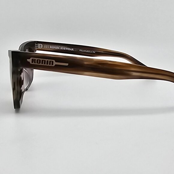 Ronin Eyewear Jupiter Matte Brown Stripe Frame Polarized Grey Lens Sunglasses main image 6